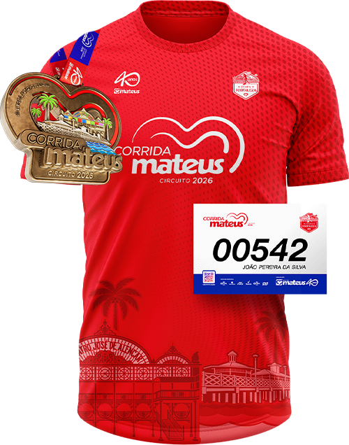 Kit do corredor: camisa, medalha e número de peito
