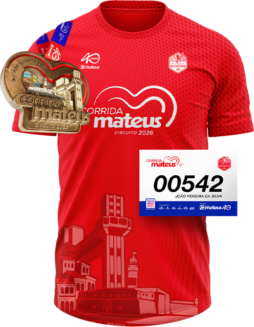 Kit do corredor: camisa, medalha e número de peito